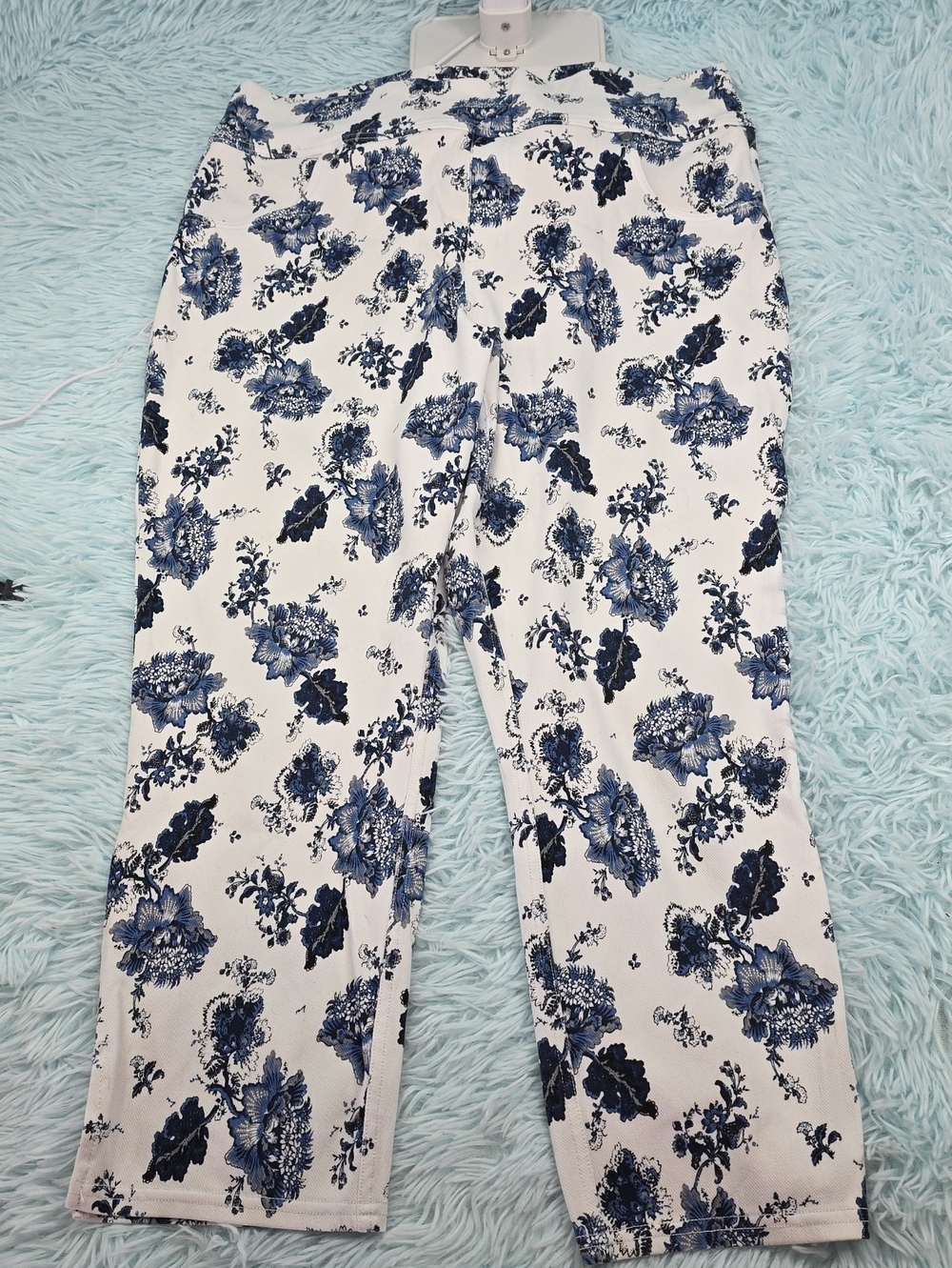 Utopia by HUE Blue Floral Pull On Skinny Pants XL